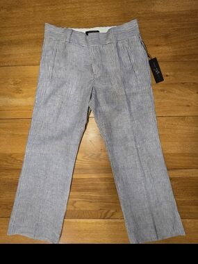 NWT Banana Republic Trouser No. 718 Martin Fit in Blue and White Pinstripe